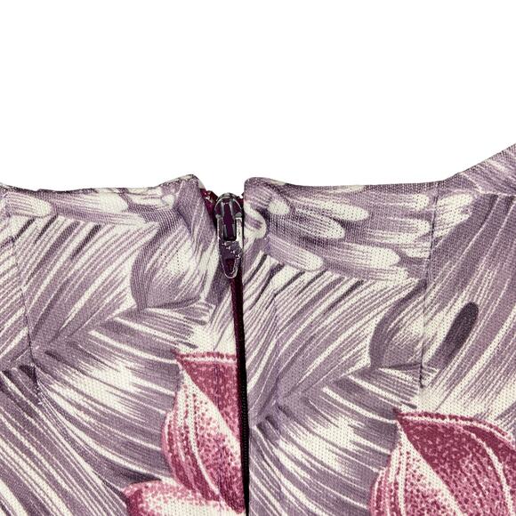 Vintage 70s Boho Floral Mini Dress Women's Medium Purple Pink Long Sleeve - Picture 6 of 10